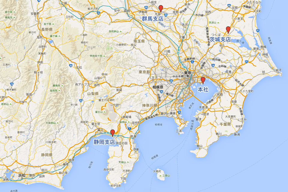 碓井鋼材株式会社　拠点地図